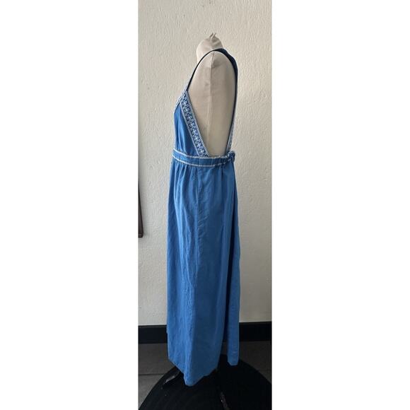 J.Crew Goddess Maxi Dress Eyelet Trim Linen Blend Lined Summer Beach Sz Med - Picture 4 of 16